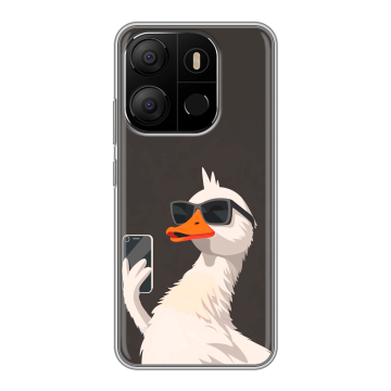 Силиконовый чехол на Tecno Pop 7 с принтом утка в очках