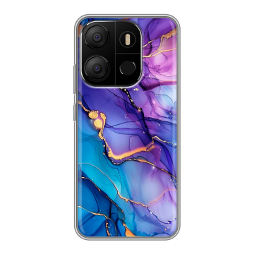 Силиконовый чехол на Tecno Pop 7 с принтом синий мрамор