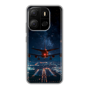 Силиконовый чехол на Tecno Pop 7 с принтом самолет