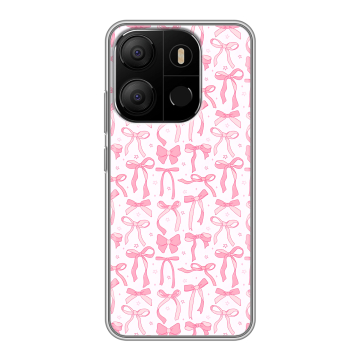 Силиконовый чехол на Tecno Pop 7 с принтом Розовые бантики