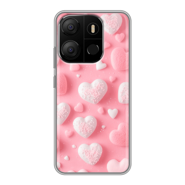 Силиконовый чехол на Tecno Pop 7 с принтом Сердечки