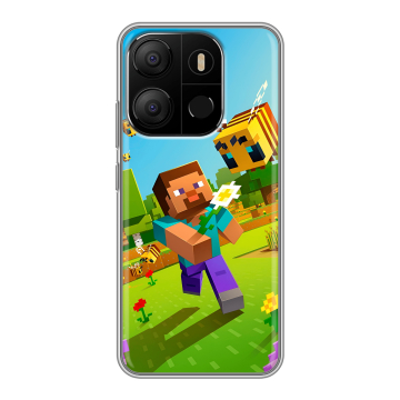 Силиконовый чехол на Tecno Pop 7 с принтом Майнкрафт Minecraft