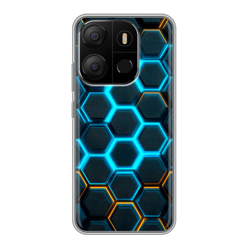 Силиконовый чехол на Tecno Pop 7 с принтом Неоновые соты Силиконовый чехол на Tecno Pop 7 с принтом Неоновые соты