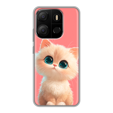 Силиконовый чехол на Tecno Pop 7 с принтом Розовый котенок Силиконовый чехол на Tecno Pop 7 с принтом Розовый котенок