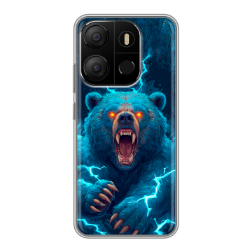 Силиконовый чехол на Tecno Pop 7 с принтом Медведь Силиконовый чехол на Tecno Pop 7 с принтом Медведь