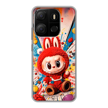 Силиконовый чехол на Tecno Pop 7 с принтом Labubu Лабубу