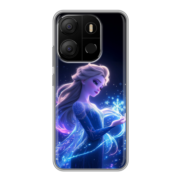Силиконовый чехол на Tecno Pop 7 с принтом Холодное сердце Frozen