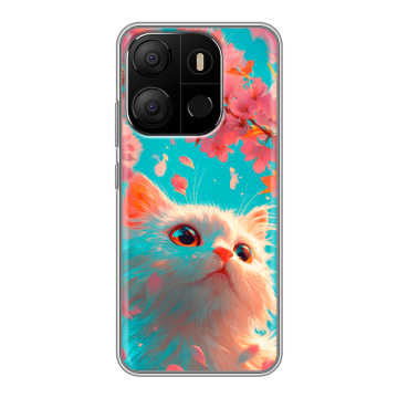 Силиконовый чехол на Tecno Pop 7 с принтом Красивый кот Силиконовый чехол на Tecno Pop 7 с принтом Красивый кот