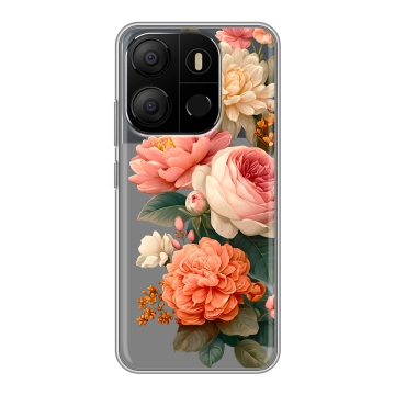 Силиконовый чехол на Tecno Pop 7 с принтом цветы Силиконовый чехол на Tecno Pop 7 с принтом цветы