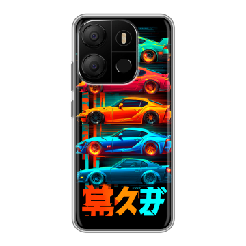 Силиконовый чехол на Tecno Pop 7 с принтом машины тачки Силиконовый чехол на Tecno Pop 7 с принтом машины тачки