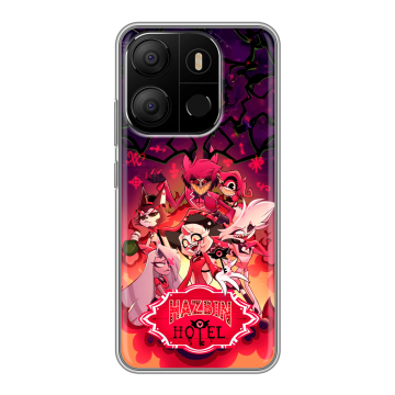 Силиконовый чехол на Tecno Pop 7 с принтом Hazbin Hotel Отель Хазбин