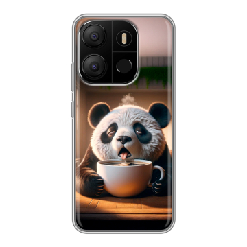 Силиконовый чехол на Tecno Pop 7 с принтом смешная панда