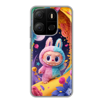 Силиконовый чехол на Tecno Pop 7 с принтом Labubu Лабубу