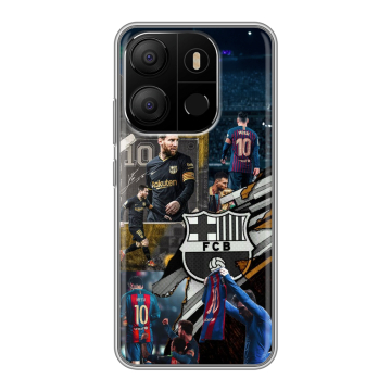 Силиконовый чехол на Tecno Pop 7 с принтом Messi Barcelona