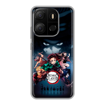 Силиконовый чехол на Tecno Pop 7 с принтом Demon Slayer Клинок рассекающий демонов