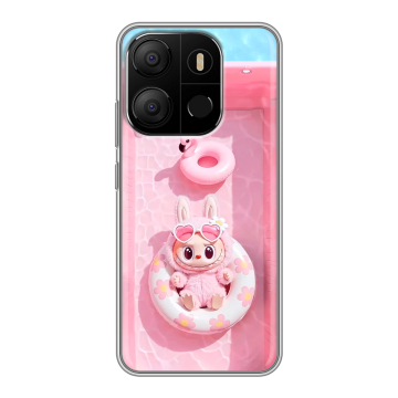 Силиконовый чехол на Tecno Pop 7 с принтом Labubu Лабубу