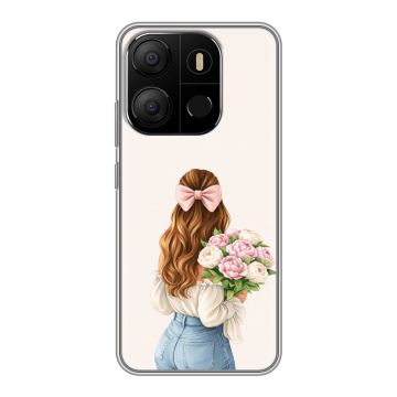 Силиконовый чехол на Tecno Pop 7 с принтом женский