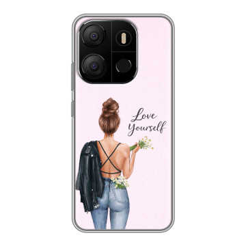 Силиконовый чехол на Tecno Pop 7 с принтом женский