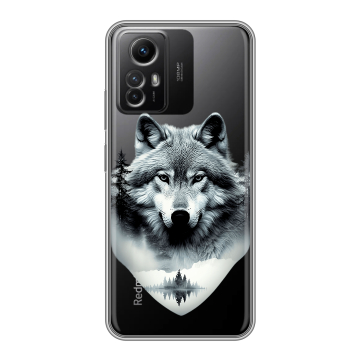 Силиконовый чехол на Xiaomi RedMi Note 12S с принтом Волк в лесу Силиконовый чехол на Xiaomi RedMi Note 12S с принтом Волк в лесу