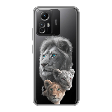 Силиконовый чехол на Xiaomi RedMi Note 12S с принтом Львы Силиконовый чехол на Xiaomi RedMi Note 12S с принтом Львы