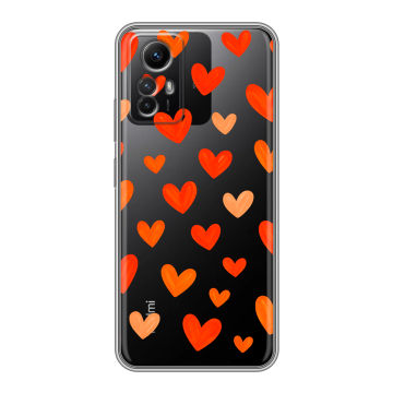 Силиконовый чехол на Xiaomi RedMi Note 12S с принтом Сердечки Силиконовый чехол на Xiaomi RedMi Note 12S с принтом Сердечки