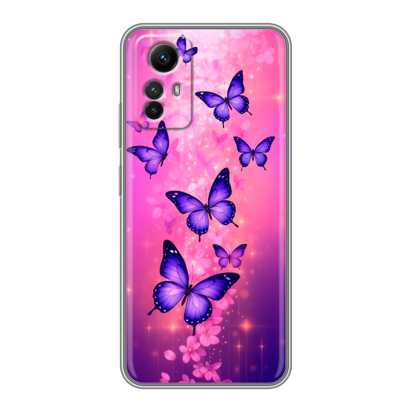 Силиконовый чехол на Xiaomi RedMi Note 12S с принтом Бабочки Силиконовый чехол на Xiaomi RedMi Note 12S с принтом Бабочки