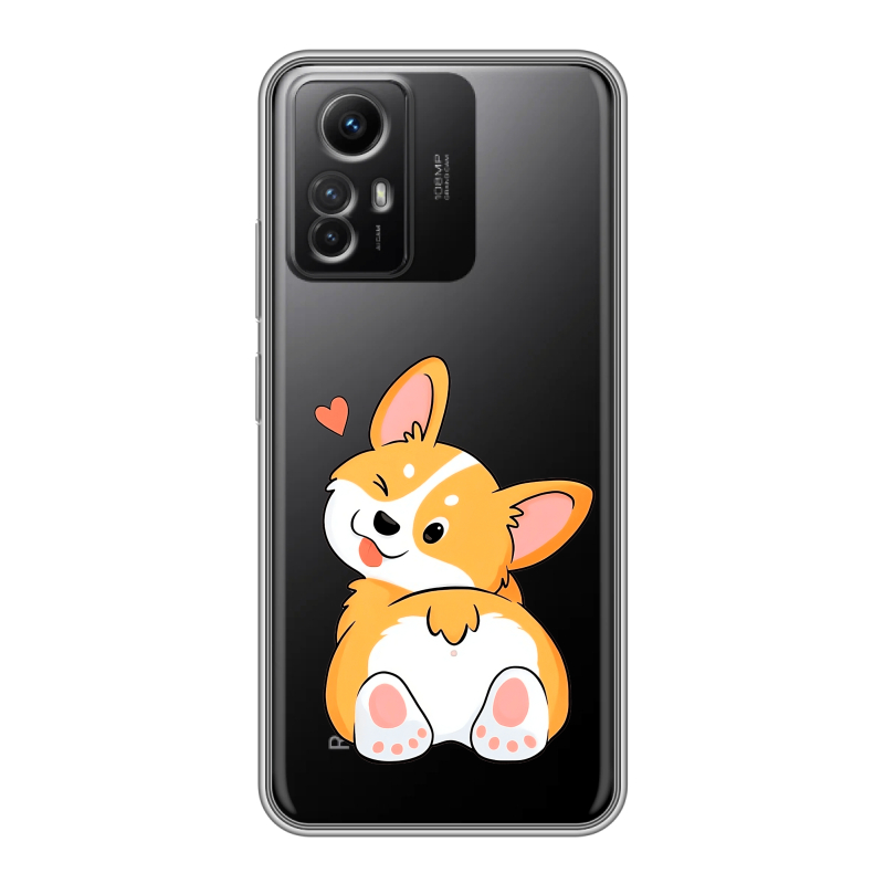 Силиконовый противоударный чехол на Xiaomi RedMi Note 12S с принтом Корги Силиконовый противоударный чехол на Xiaomi RedMi Note 12S с принтом Корги