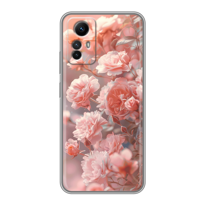 Силиконовый чехол на Xiaomi RedMi Note 12S с принтом Розовые розы Силиконовый чехол на Xiaomi RedMi Note 12S с принтом Розовые розы
