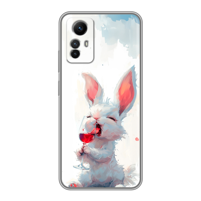Силиконовый противоударный чехол на Xiaomi RedMi Note 12S с принтом кролик зайчик Силиконовый противоударный чехол на Xiaomi RedMi Note 12S с принтом кролик зайчик