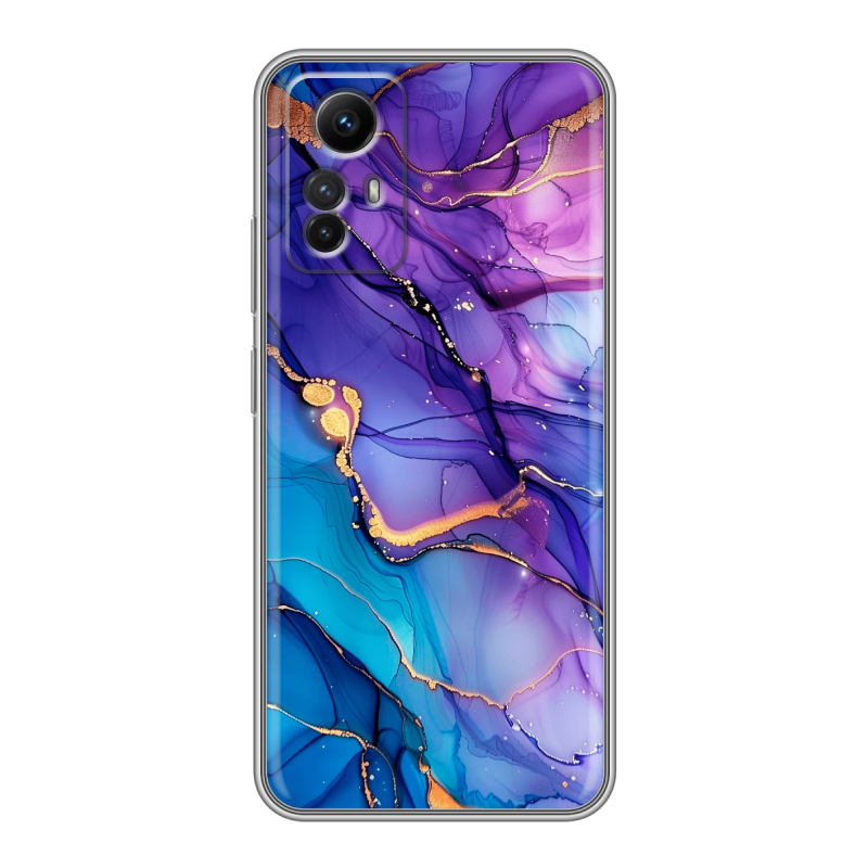 Силиконовый чехол на Xiaomi RedMi Note 12S с принтом синий мрамор Силиконовый чехол на Xiaomi RedMi Note 12S с принтом синий мрамор