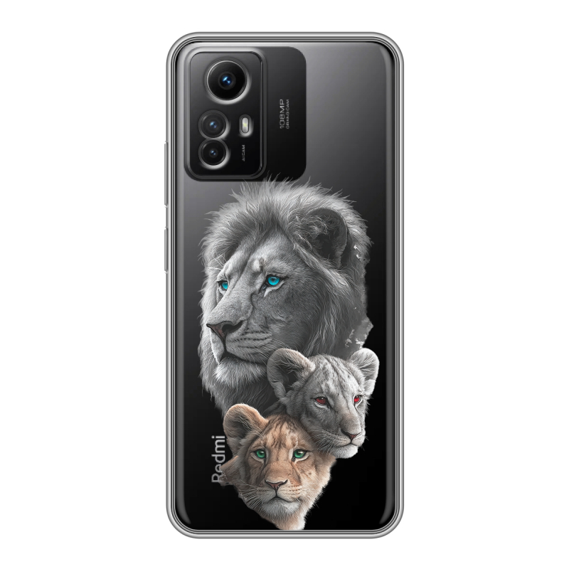 Силиконовый чехол на Xiaomi RedMi Note 12S с принтом Львы Силиконовый чехол на Xiaomi RedMi Note 12S с принтом Львы