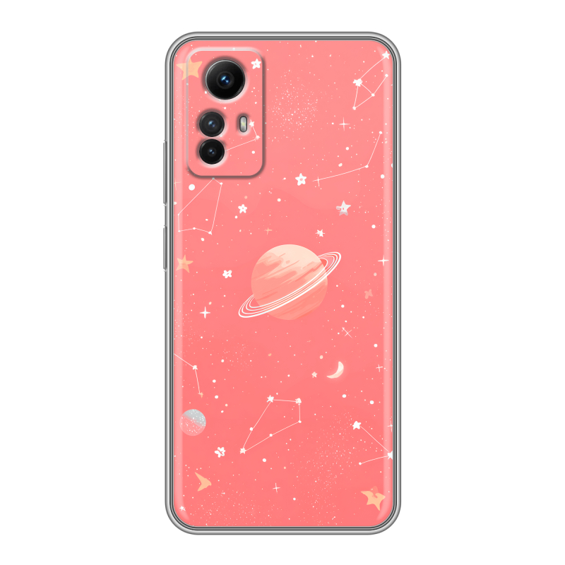 Силиконовый чехол на Xiaomi RedMi Note 12S с принтом Розовый космос Силиконовый чехол на Xiaomi RedMi Note 12S с принтом Розовый космос