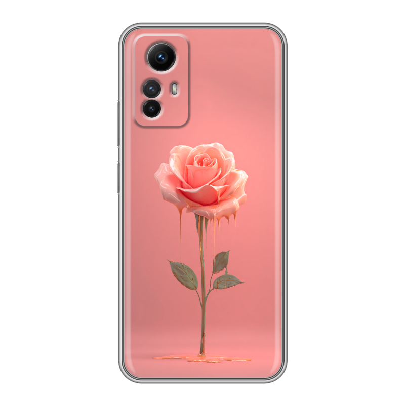 Силиконовый противоударный чехол на Xiaomi RedMi Note 12S с принтом Розовая роза Силиконовый противоударный чехол на Xiaomi RedMi Note 12S с принтом Розовая роза