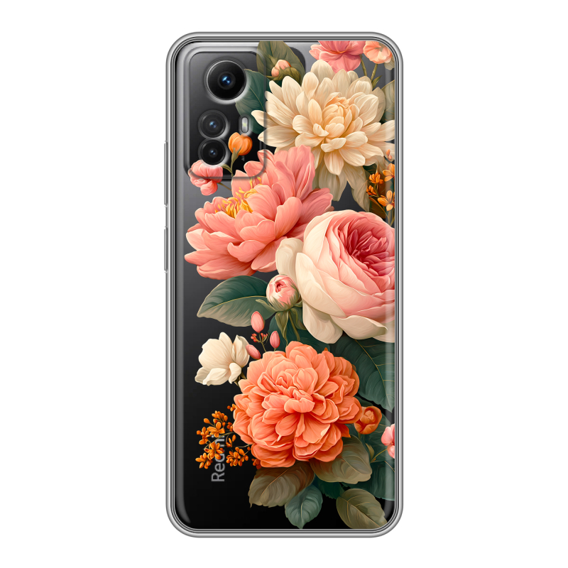 Силиконовый противоударный чехол на Xiaomi RedMi Note 12S с принтом цветы Силиконовый противоударный чехол на Xiaomi RedMi Note 12S с принтом цветы