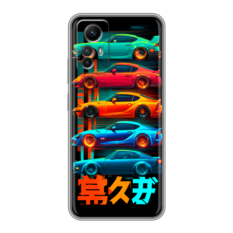 Силиконовый противоударный чехол на Xiaomi RedMi Note 12S с принтом машины тачки Силиконовый противоударный чехол на Xiaomi RedMi Note 12S с принтом машины тачки