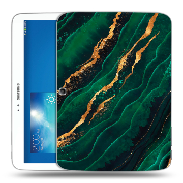 Силиконовый чехол на Samsung Galaxy Tab 3 10.1 с принтом Мрамор зеленое золото