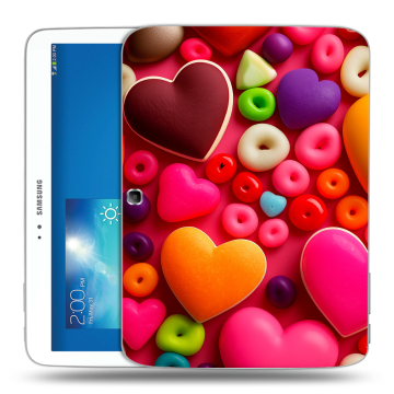 Силиконовый чехол на Samsung Galaxy Tab 3 10.1 с принтом Сердечки