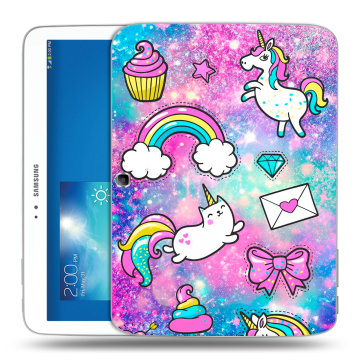 Силиконовый чехол на Samsung Galaxy Tab 3 10.1 с принтом Единороги Силиконовый чехол на Samsung Galaxy Tab 3 10.1 с принтом Единороги
