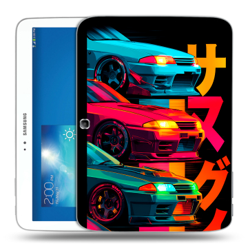 Силиконовый чехол на Samsung Galaxy Tab 3 10.1 с принтом Гоночные машины
