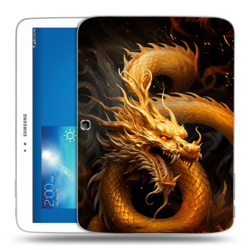 Силиконовый чехол на Samsung Galaxy Tab 3 10.1 с принтом Золотой дракон Силиконовый чехол на Samsung Galaxy Tab 3 10.1 с принтом Золотой дракон