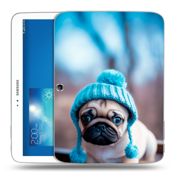 Силиконовый чехол на Samsung Galaxy Tab 3 10.1 с принтом Мопс в шапке