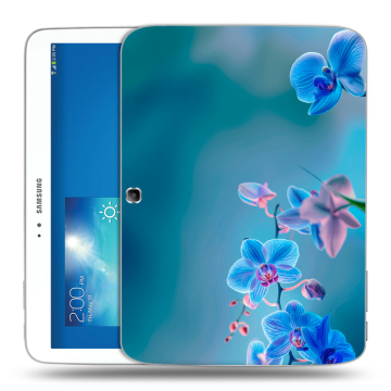 Силиконовый чехол на Samsung Galaxy Tab 3 10.1 с принтом Голубые цветы