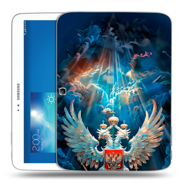 Силиконовый чехол на Samsung Galaxy Tab 3 10.1 с принтом Герб флаг России