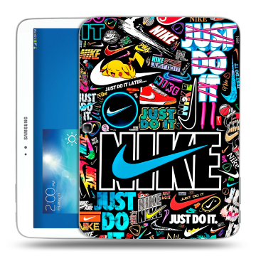 Силиконовый чехол на Samsung Galaxy Tab 3 10.1 с принтом найк nike черный Силиконовый чехол на Samsung Galaxy Tab 3 10.1 с принтом найк nike черный