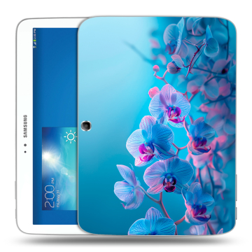 Силиконовый чехол на Samsung Galaxy Tab 3 10.1 с принтом голубые орхидеи
