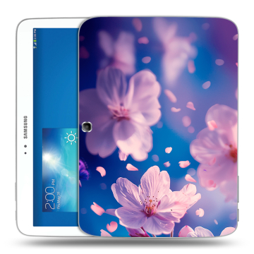 Силиконовый чехол на Samsung Galaxy Tab 3 10.1 с принтом цветы бабочки