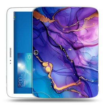 Силиконовый чехол на Samsung Galaxy Tab 3 10.1 с принтом синий мрамор