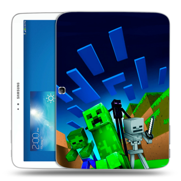 Силиконовый чехол на Samsung Galaxy Tab 3 10.1 с принтом Майнкрафт Силиконовый чехол на Samsung Galaxy Tab 3 10.1 с принтом Майнкрафт