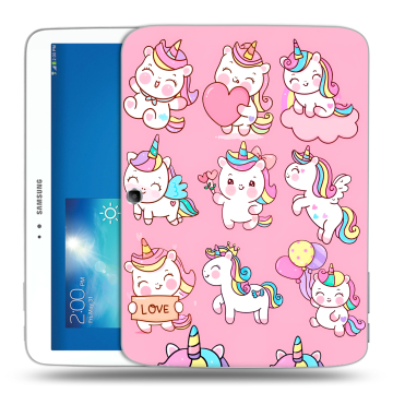 Силиконовый чехол на Samsung Galaxy Tab 3 10.1 с принтом Единороги и радуга