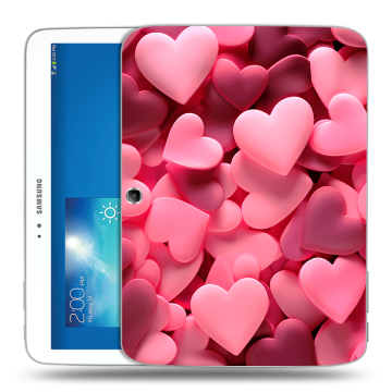 Силиконовый чехол на Samsung Galaxy Tab 3 10.1 с принтом розовые сердечки